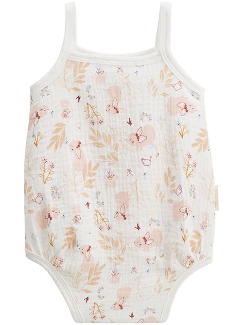 Lot de 2 barboteuses bloomer bébé en gaze de coton Praline - Kiabi