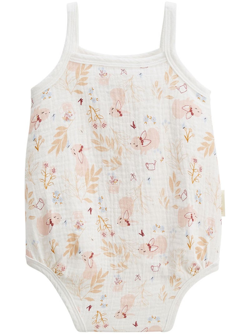 Lot de 2 barboteuses bloomer bébé en gaze de coton Praline Ecru - Kiabi