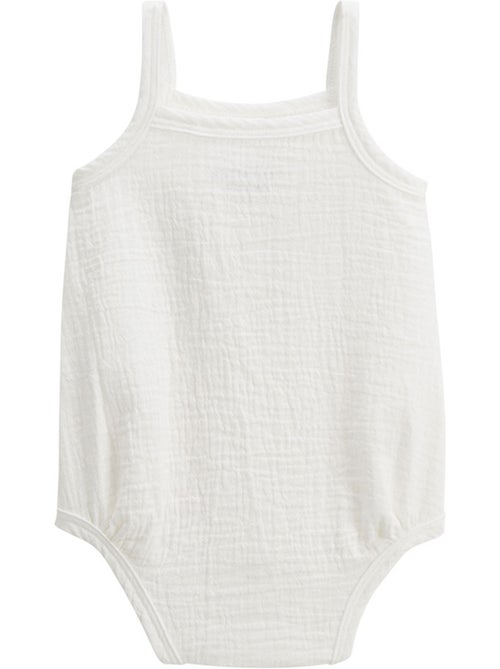 Lot de 2 barboteuses bloomer bébé en gaze de coton Praline - Kiabi