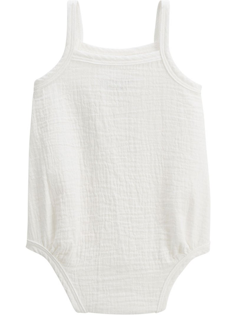 Lot de 2 barboteuses bloomer bébé en gaze de coton Praline Ecru - Kiabi