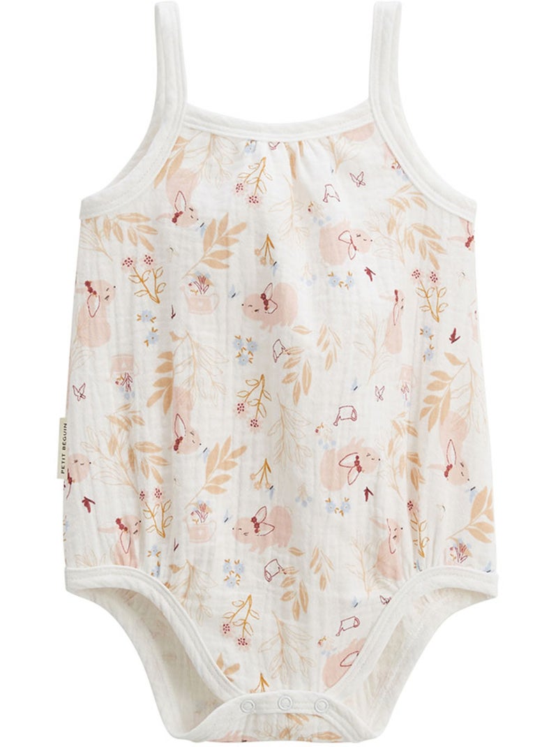Lot de 2 barboteuses bloomer bébé en gaze de coton Praline Ecru - Kiabi