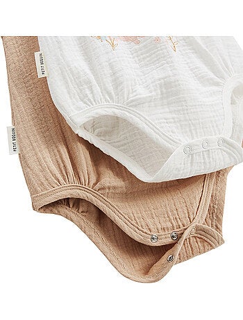 Lot de 2 barboteuses bloomer bébé en gaze de coton Praline