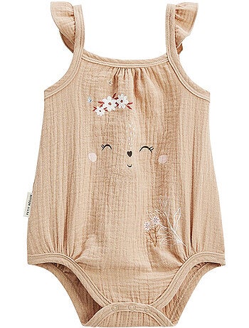 Lot de 2 barboteuses bloomer bébé en gaze de coton Praline