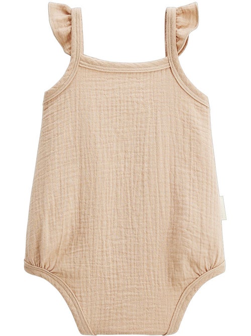 Lot de 2 barboteuses bloomer bébé en gaze de coton Praline - Kiabi