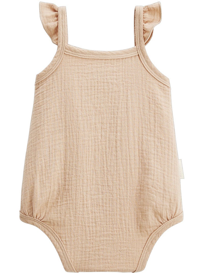 Lot de 2 barboteuses bloomer bébé en gaze de coton Praline Ecru - Kiabi