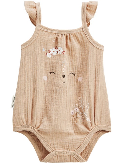 Lot de 2 barboteuses bloomer bébé en gaze de coton Praline - Kiabi