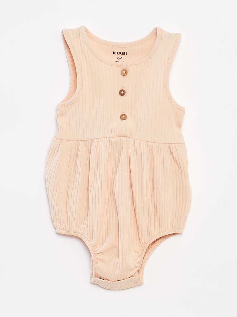 Lot de 2 barboteuses côtelées BEIGE - Kiabi