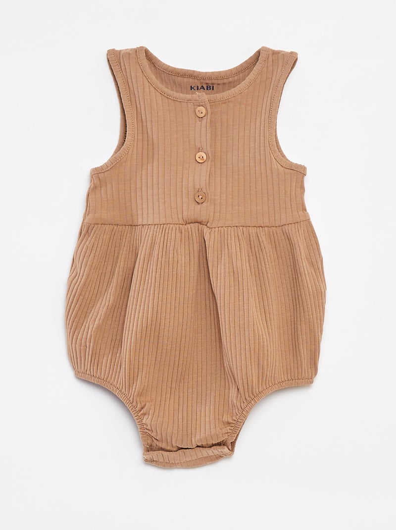 Lot de 2 barboteuses côtelées BEIGE - Kiabi