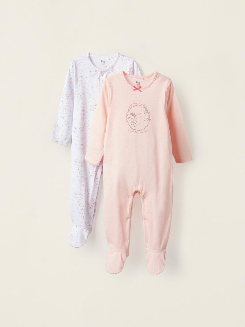 Lot de 2 Barboteuses en Coton pour Bébé Fille 'Mouton' manches longues  TALENTS NIGHT Multicolore - Kiabi