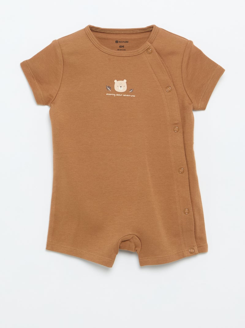 Lot de 2 barboteuses en jersey à manches courtes Beige - Kiabi