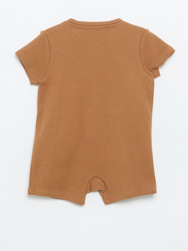 Lot de 2 barboteuses en jersey à manches courtes Beige - Kiabi