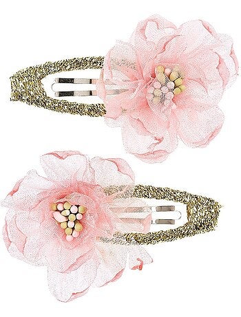 Lot de 2 barettes yoa fleurs rose
