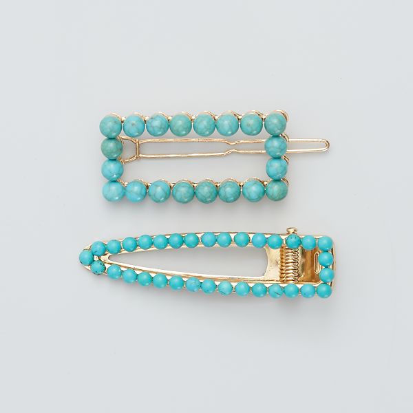 Lot De 2 Barrettes A Perles Femme Bleu Kiabi 2 50
