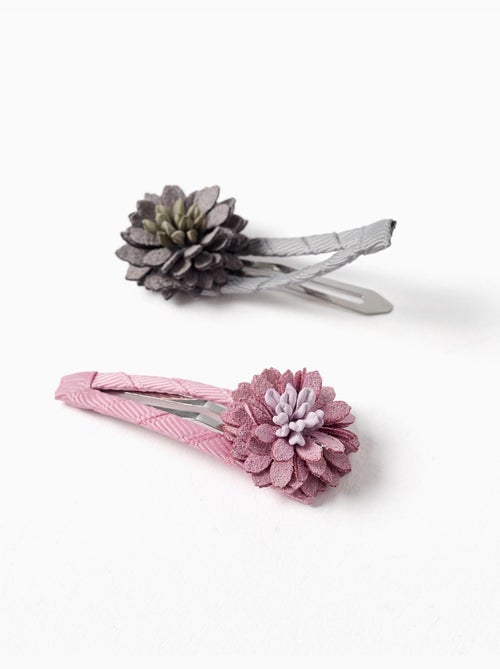 Lot de 2 barrettes avec application floral - Kiabi