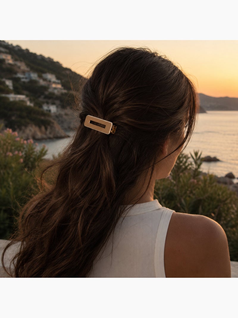 Lot de 2 barrettes cheveux rectangulaires minimalistes Camel - Kiabi