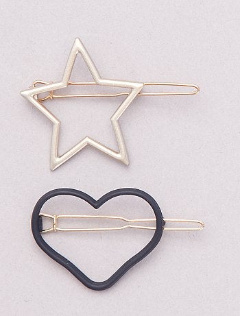 Lot de 2 barrettes 'coeur' et 'étoile'