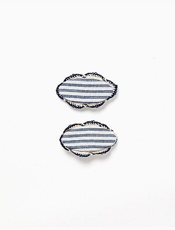 Lot de 2 barrettes ovales à rayures