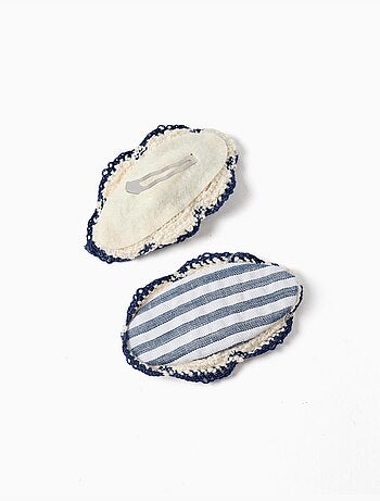 Lot de 2 barrettes ovales à rayures