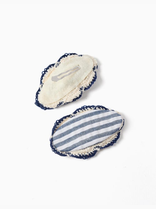 Lot de 2 barrettes ovales à rayures - Kiabi