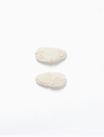 Lot de 2 barrettes ovales avec broderie