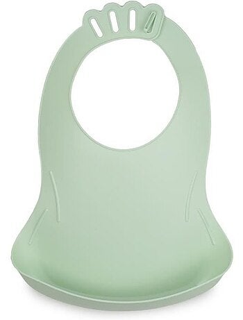 Lot de 2 bavoirs - thermobaby - bibou - vert céladon et gris charme - ajustables et étanches
