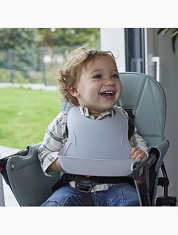 Lot de 2 bavoirs - thermobaby - bibou - vert céladon et gris charme - ajustables et étanches