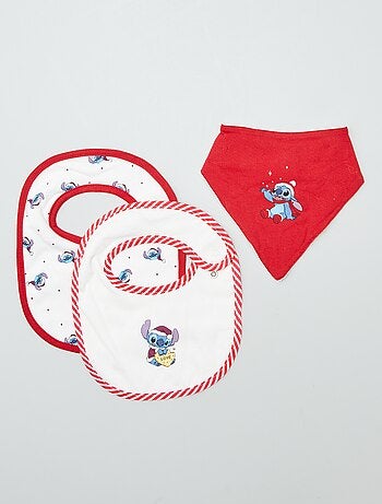 Lot de 2 bavoirs + 1 bavoir dit bandana pour Noël 'Disney'