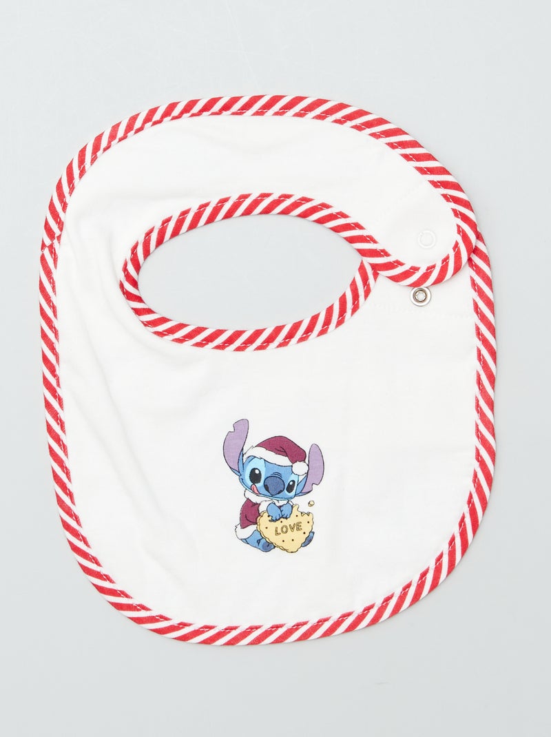 Lot de 2 bavoirs + 1 bavoir dit bandana pour Noël 'Disney' Blanc/rouge - Kiabi