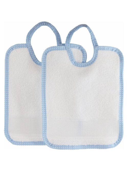 Lot de 2 bavoirs à broder avec toile aïda MAIDA - Kiabi