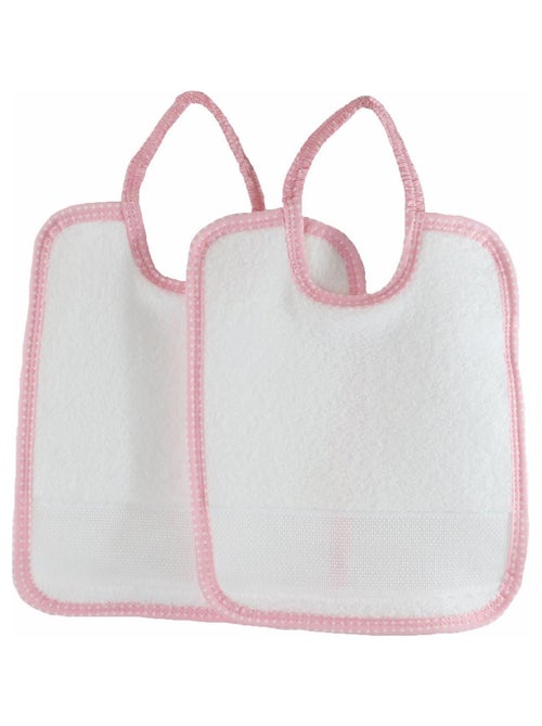 Lot de 2 bavoirs à broder avec toile aïda MAIDA - Kiabi