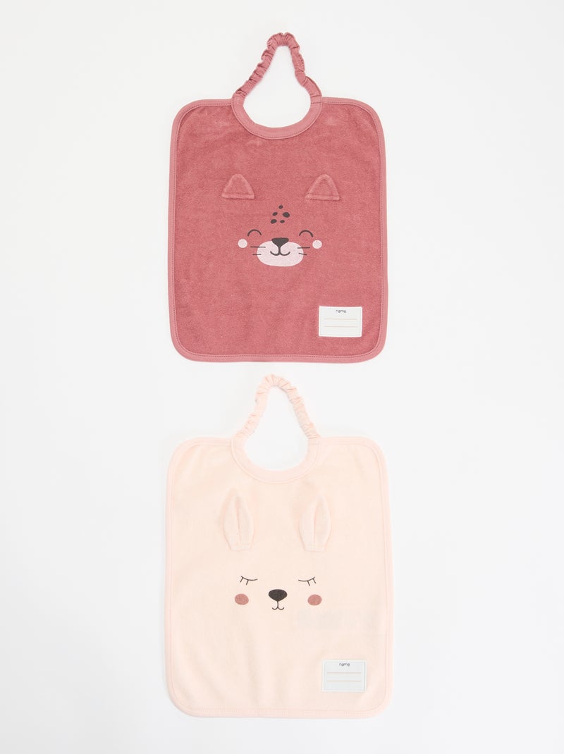 Lot de 2 bavoirs à enfiler par la tête Rose - Kiabi