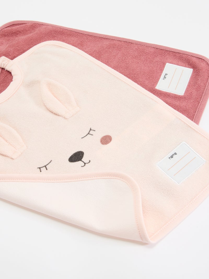 Lot de 2 bavoirs à enfiler par la tête Rose - Kiabi