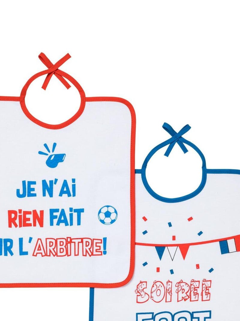 Lot de 2 bavoirs à lacets Foot - 6 mois Bleu - Kiabi