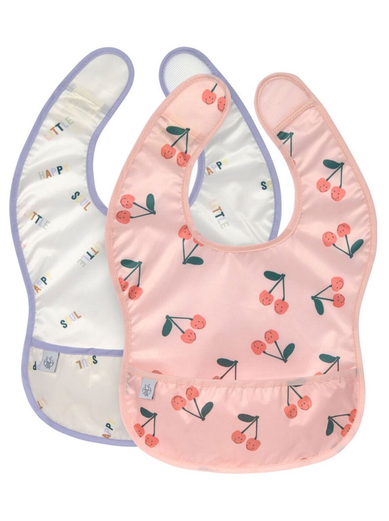 Lot de 2 bavoirs à poche Happy Fruits Cerise Multicolore - Kiabi