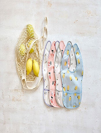 Lot de 2 bavoirs à poche Happy Fruits Citron