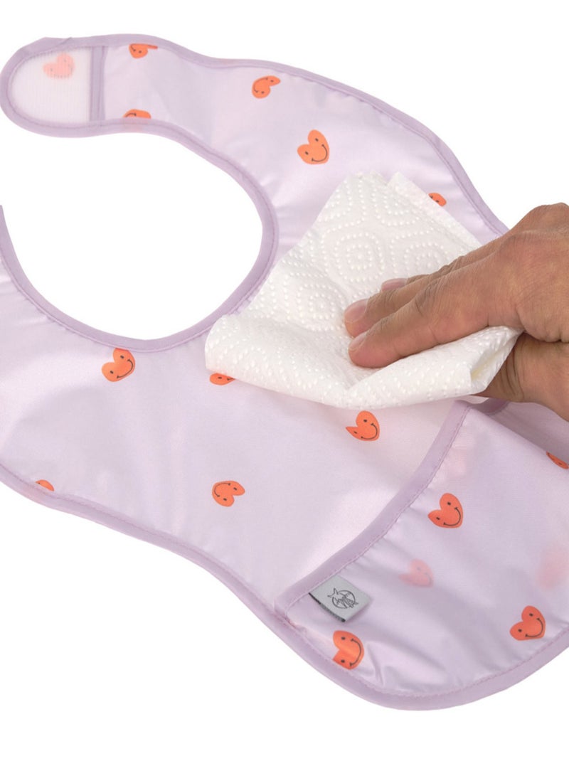 Lot de 2 bavoirs à poche Happy Rascals Coeur Rose - Kiabi