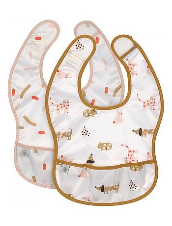 Lot de 2 bavoirs avec poche Little Mateys orange épicé