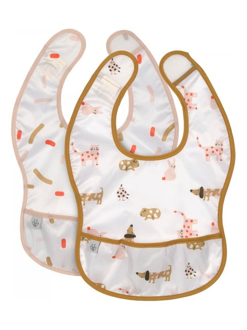 Lot de 2 bavoirs avec poche Little Mateys orange épicé - Kiabi