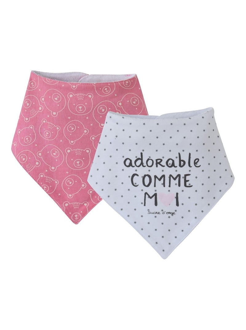 LOT DE 2 BAVOIRS BANDANA AMALIA Rose - Kiabi