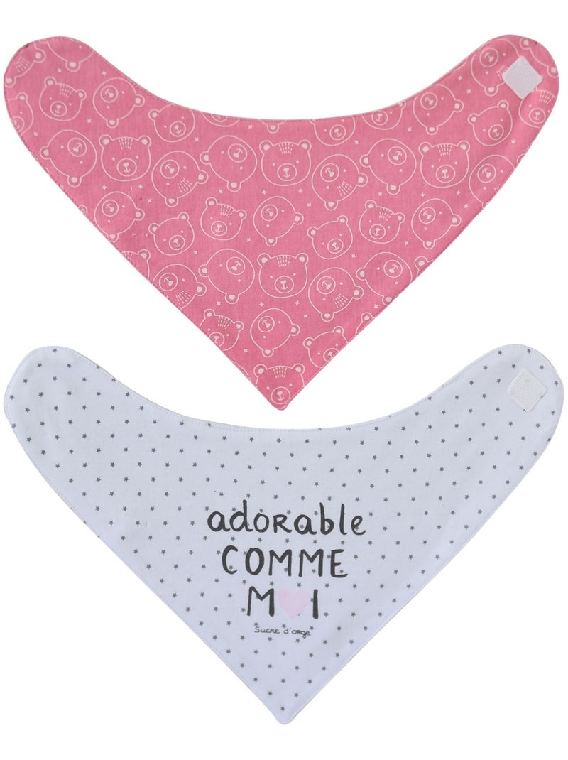 LOT DE 2 BAVOIRS BANDANA AMALIA Rose - Kiabi