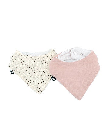 Lot de 2 bavoirs bandana bébé en mousseline