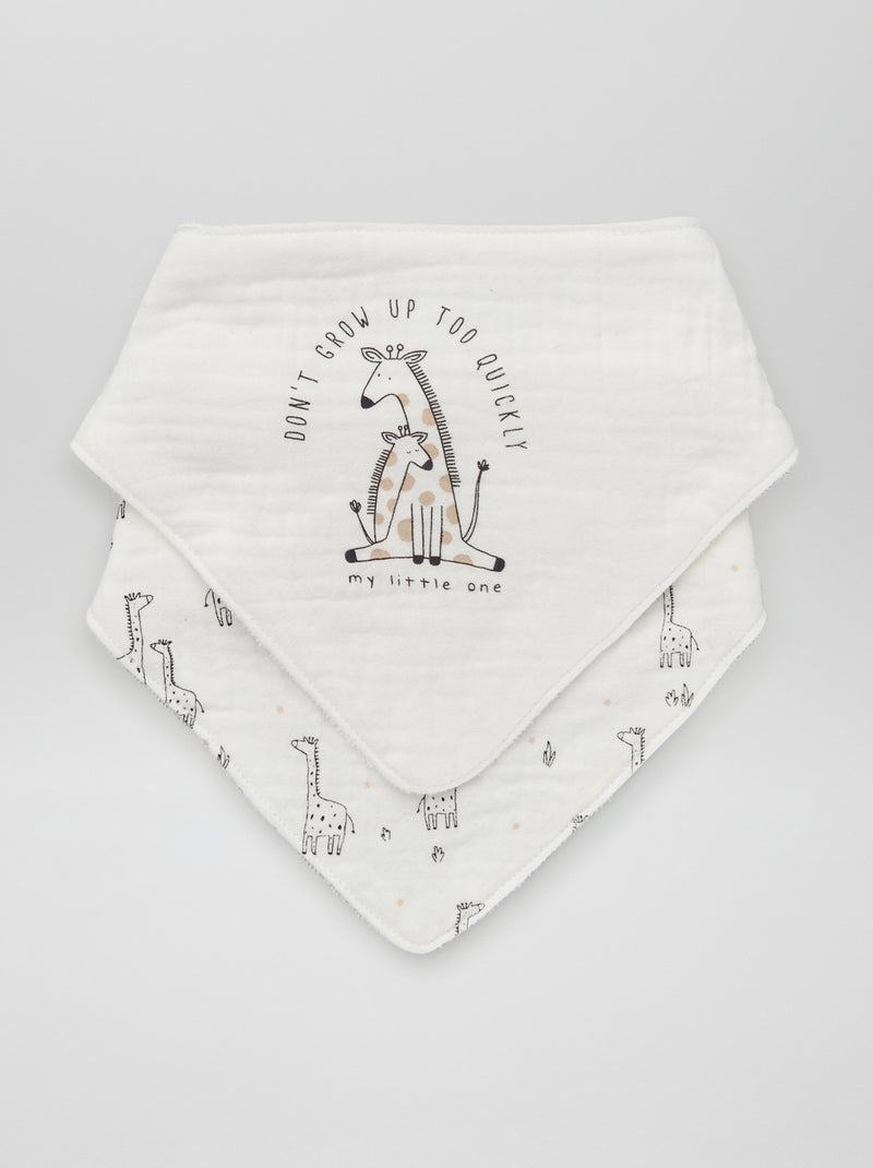 Lot de 2 bavoirs bandana Blanc - Kiabi