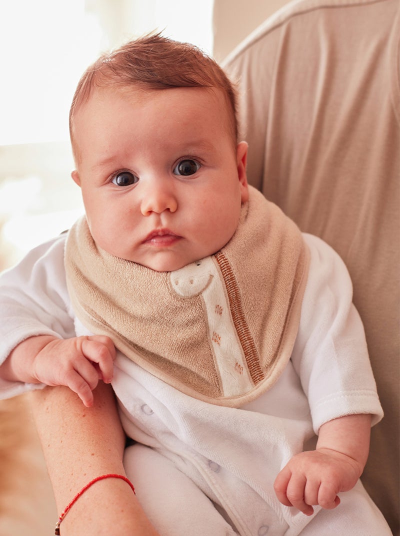 Lot de 2 bavoirs bandana en éponge, beige/blanc Noukie's Jaune - Kiabi