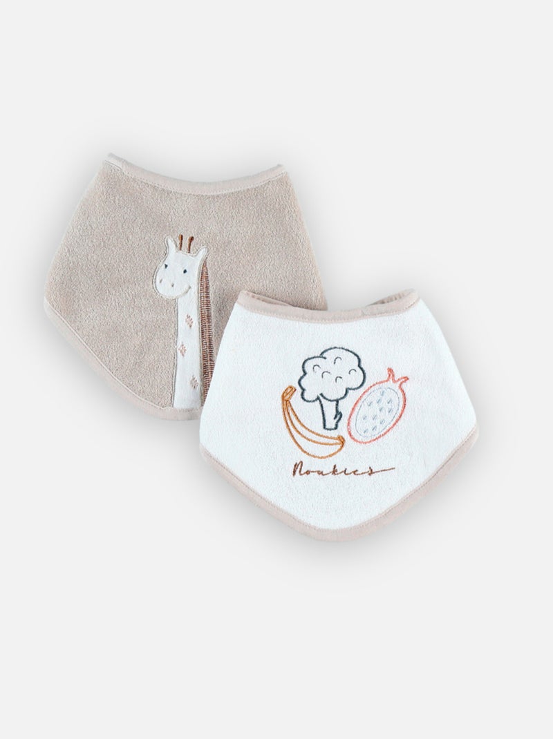 Lot de 2 bavoirs bandana en éponge, beige/blanc Noukie's Jaune - Kiabi