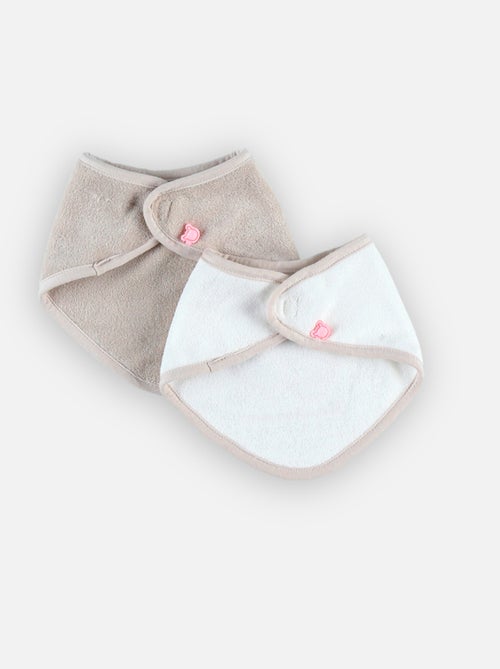 Lot de 2 bavoirs bandana en éponge, beige/blanc Noukie's - Kiabi