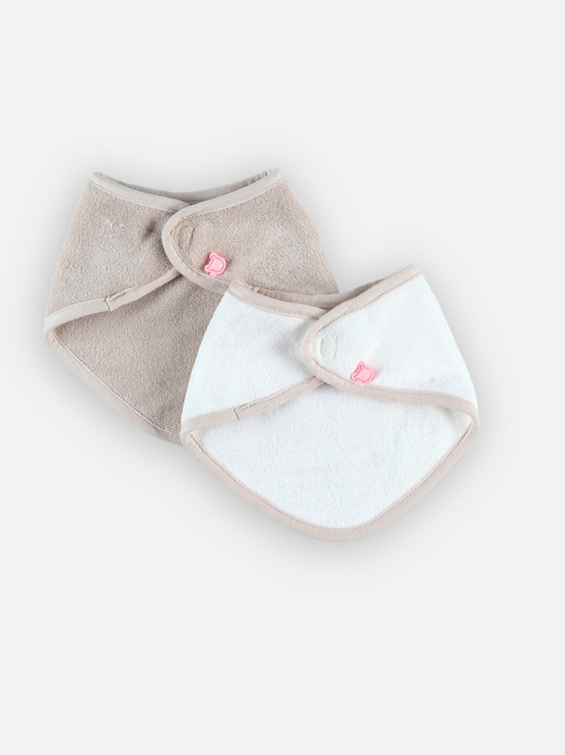 Lot de 2 bavoirs bandana en éponge, beige/blanc Noukie's Jaune - Kiabi