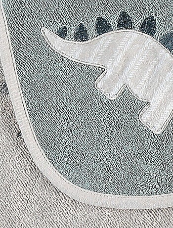 Lot de 2 bavoirs bandana en éponge, beige/blanc Noukie's