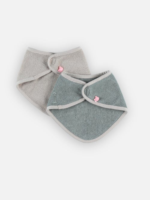 Lot de 2 bavoirs bandana en éponge, vert/beige Noukie's - Kiabi