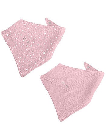 Lot de 2 bavoirs bandana en gaze de coton