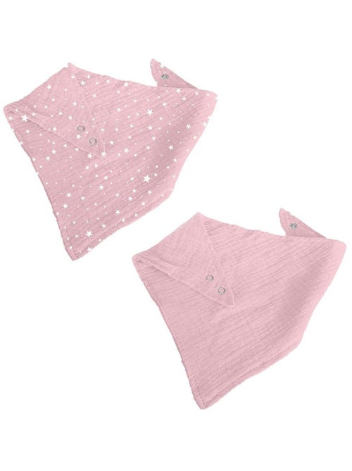 Lot de 2 bavoirs bandana en gaze de coton - Kiabi